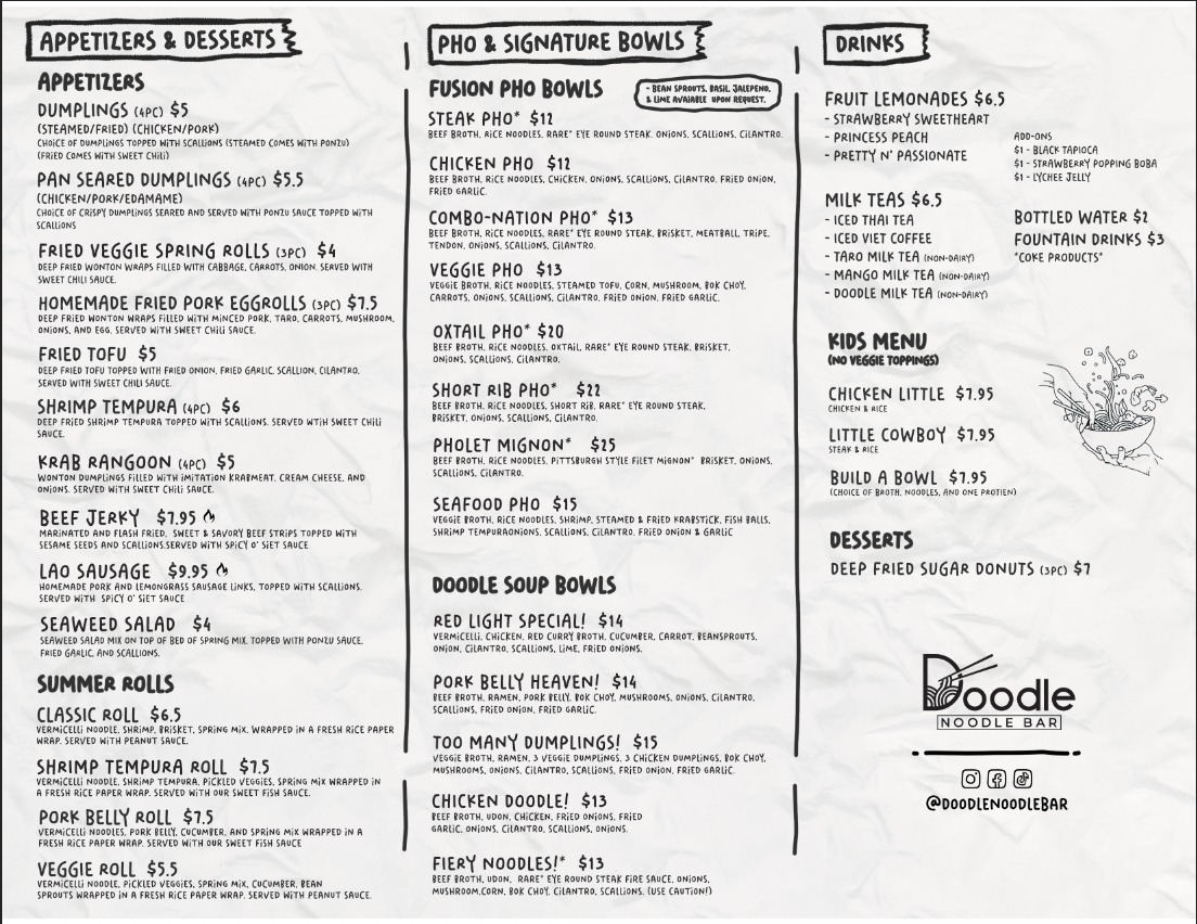 Doodle Noodle Bar Menu - Image 1